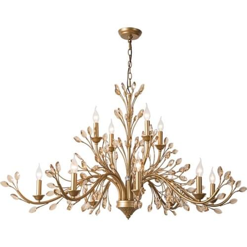 American crystal living room creative dining room simple branched French light luxury villa double wrought iron chandelier