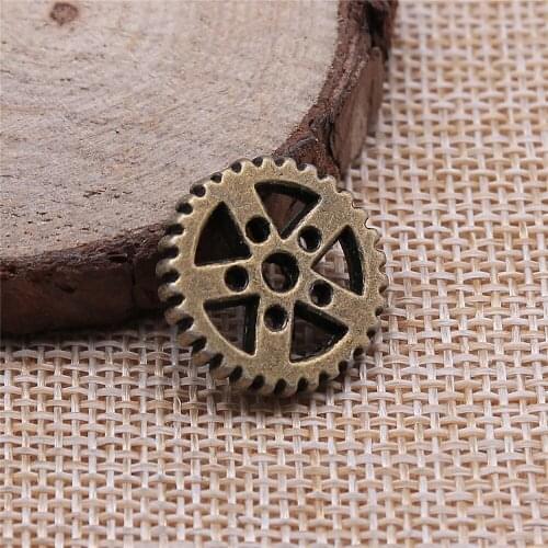 Free shipping 17pcs 18x18mm antique bronze Porous circular gear charms diy retro jewelry fit Earring keychain hair card pendant