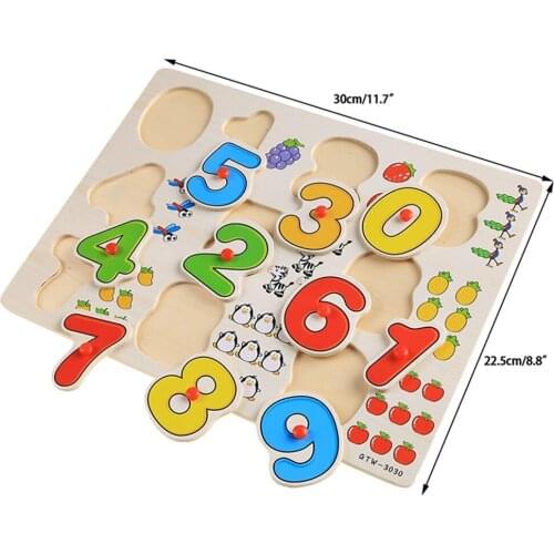 Kids Wooden Toy Puzzle Numbers Alphabet and Objects Sorter Sorting Puzzle Educational Knob Puzzles Playset Toys For Kids