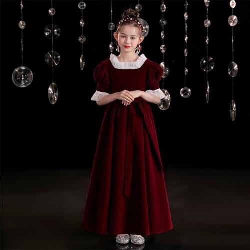 Children Princess Dress 2021 New Velvet Birthday Fashion Show Performance Clothes Long Party Dresses For Gril