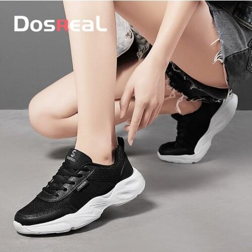Dosreal Women Spring Fashion Flats Shoes Breathable Mesh Casual Chunky Sneakers For Females Walking Casual Shoes Ladies Flats