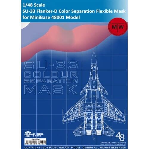 Galaxy D48014 1/48 Scale Sukhoi SU-33 Flanker-D Carrier-Borne Fighter Color Separation Flexible Mask for Minibase 48001 Model