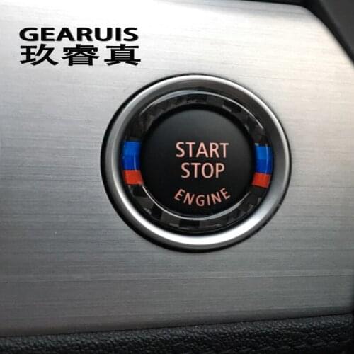 For bmw e90 e92 e93 Carbon Fiber Car styling Engine Start Stop Ring M Stripe Trim Circle Ignition Key Ring 3 Series Accessories