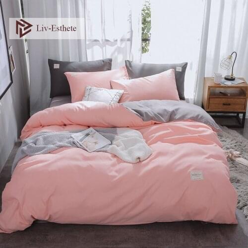 Liv-Esthete A Pink B Gray Luxury Bedding Set Home Soft Duvet Cover Flat Sheet Double Queen King For Adult Bed Linen Bedspread
