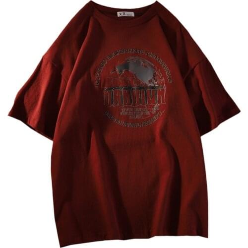 Korean American Short-sleeved T-shirt Women Summer 2021 Loose Fashion Brand Tees Print Harajuku Alphabet Comic Globe Tops Female