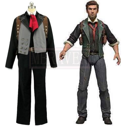 BioShock Infinite Booker DeWitt Adult Mens Outfit Suit Game Halloween Party Cosplay Costume Custom Made Free Shipping