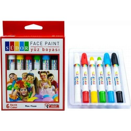 Face Paint Water Based 6 Color White, Yellow, Red, Green, Blue, Black Non-Toxle Twist Mechanism