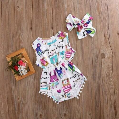 2019 Summer Newborn Baby Girl Toddler Romper Jumpsuit Bodysuit Cotton Clothes Outfit 0-3T