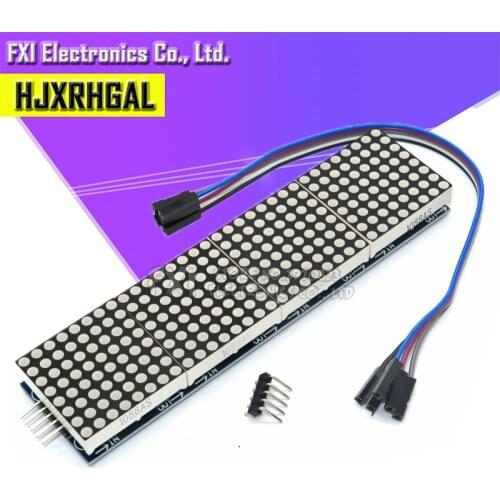 MAX7219 Dot Matrix Module Microcontroller 4 In One Display with 5P Line 4 in 1 Red