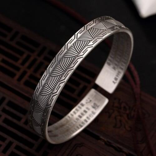 Grain Opening Heart Sutra Bracelet High-grade Male Ways Sterling Silver Bracelets Wholesale