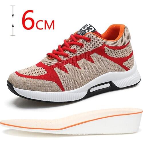 Men Sneakers Elevator Shoes Heightening Shoes Invisible Height Increased Insoles 6cm Men Casual Shoes