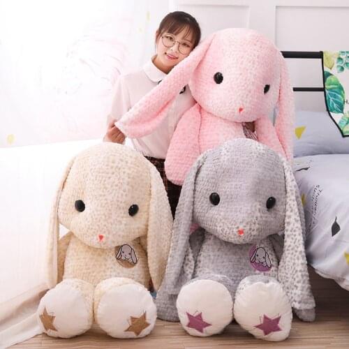 35/50/75 cm Flexible Long Soft Ear Plush Flora Bunny Stuffed Placating Rabbit Toy Gift For Baby Kid Children