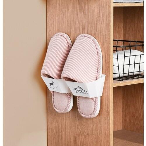 1 Piece Household Wall-mounted Self-adhesive Shoe Storage Racks Bathroom Punch-free Slippers Drain Shelf Shoes Hanging Holder
