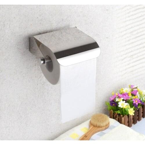 Modern Stainless Steel Wall Mount Toilet Paper Holder with Cover Roll Paper Holder Bathroom Fixture Bathroom Accessories