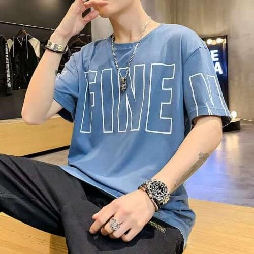 New Short Sleeve T Shirt Mens 2021 Summer Hip hop Tshirt Top Tees FINE Letter Print Tshirt Fashion Clothes Plus Size M-3XL