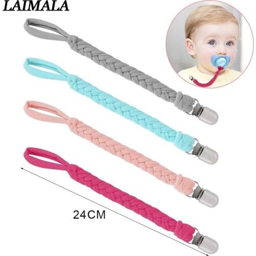 New Baby Weaving Anti-off Chain Strap Pacifier Clip Holder for Nipple Teether Chain for Dummies Infant Nipple Clip Holders