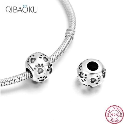 Pets Footprint Stopper Charm for Women Original Silver 925 Jewelry