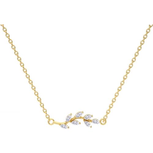 CANNER Leaves Necklace For Women 925 Sterling Silver Jewelry White Green Zircon Charming Pendant Chain 18K Choker Bijoux Collar