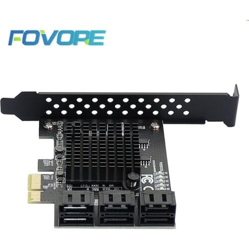 6Gbps SATA 3.0 to PCI-E Controller Card 6 Ports SATAIII PCIe Expansion Card PCI Express Adapter Converter Marvell 88SE9215 chip