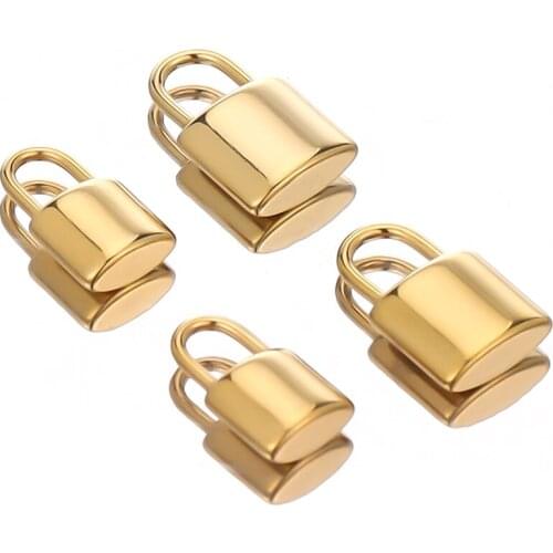 5pcs Gold Stainless Steel Lock Charms Hip Hop Necklace Bracelet Padlock Pendants Findings for DIY Jewelry Gifts Making Bulk
