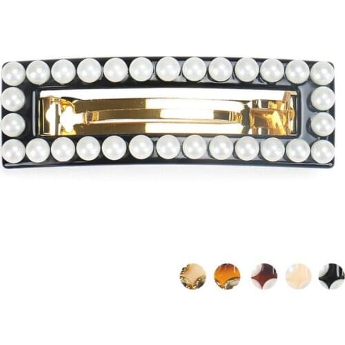 Retro Rectangle Hair Barrette Clip for Women Girl Fancy Hair Ornament - Classic Hair Accessories Jewelry for Tiara Wear Daily