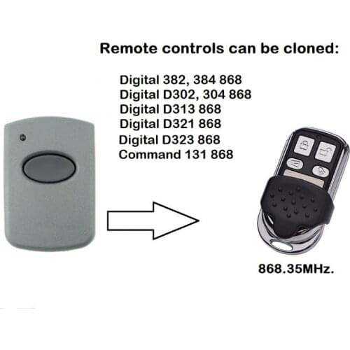 For Clone Garage Door Remote control 868MHz Garage door Opener digital D302 D382 D304 D313 Handsender