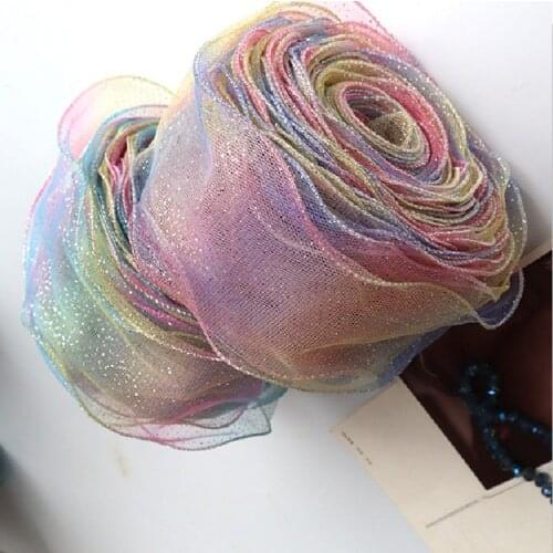 5 yards Gradient Wave Organza Stain Ribbon for DIY Headwear Bow Gift Packing Material Dress Sewing Accessories