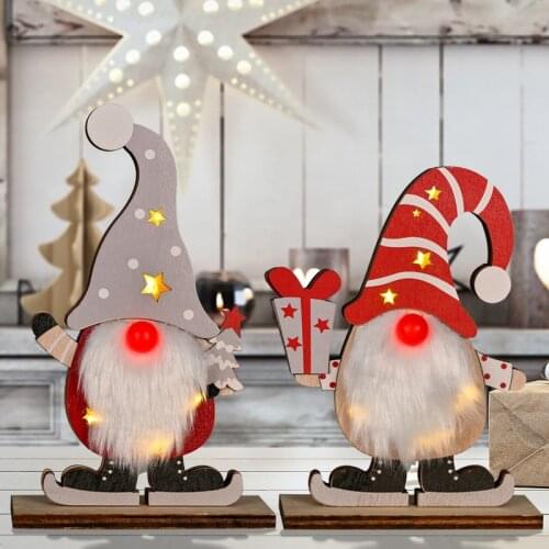1pc Christmas decoration wooden Rudolph Faceless Gnome with lights Christmas ornaments New years decor gifts home decor navidad