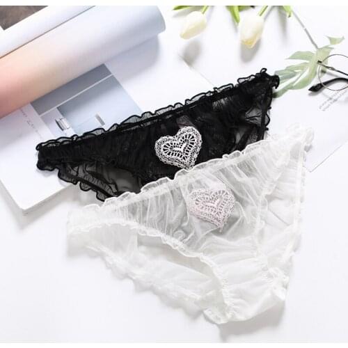 Sexy cute low waist triangle mesh underpants love fairies transparent heart machine thin comfortable cotton crotch women panties
