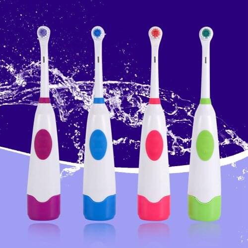 4Colors Waterproof Dental Care Rotary Teeth Whitening Antibacterial Brush Hair Electric Toothbrush With 2Replaceable Brush Heads