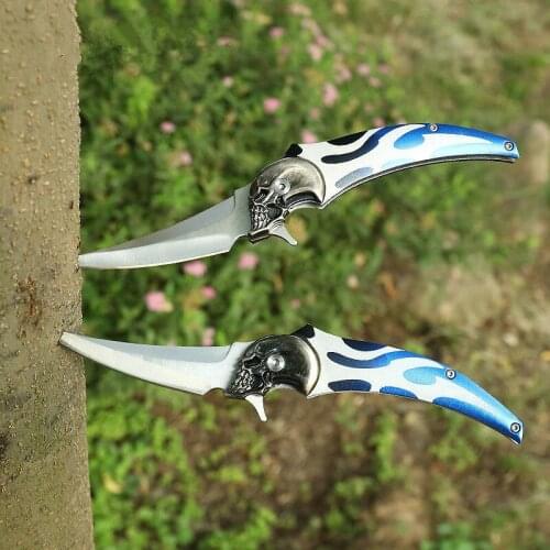 RUIMEI Ghost Head Folding Knife, Special-Shaped 231 Ocean Blue Aviation Aluminum Handle Collection Little Knife EDC Fruit Knife