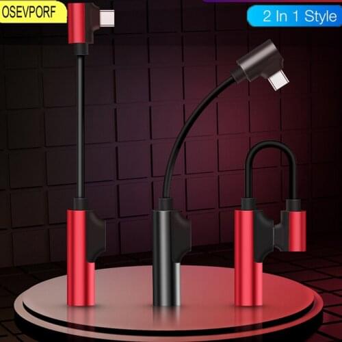 2 in 1 USB C to 3.5mm Jack Aux Audio Adapter 2-in-1 Earphone Call Music Charging Cable For Xiaomi Mi Note 7 8 Huawei Type-C Cord