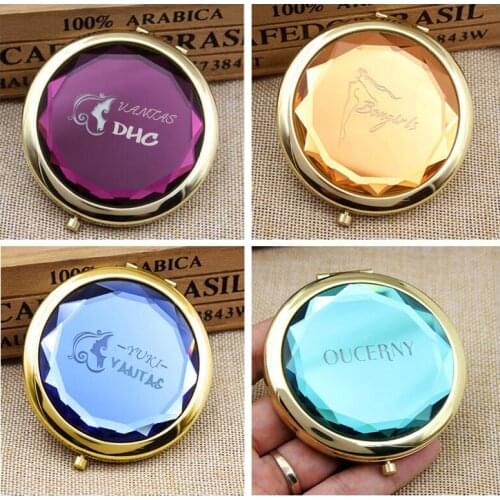 VANTAS Personalized Gold Compact Mirror Cosmetic Crystal Makeup Mirror,Travel Mirror 2.75" #18023S-2