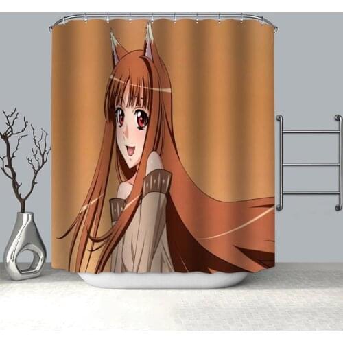 Nice Spice And Wolf Anime Shower Curtains For Bathroom Curtain Decor 180x180cm Waterproof Mildew Proof Fabric Shower Curtain