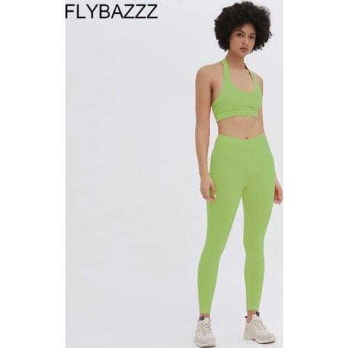 Womens Yoga Suits Gym Backless Sexy Top Bra High Waist Running Pant Push Ups Hip Breathable Leggings Sportswear Fitness Clothes