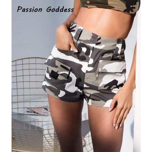 Women Cool Baggy Cargo Orange Camo Shorts Casual Pocket Short Overalls Gray Camouflage Loose Cargo Shorts Punk Shorts High Waist