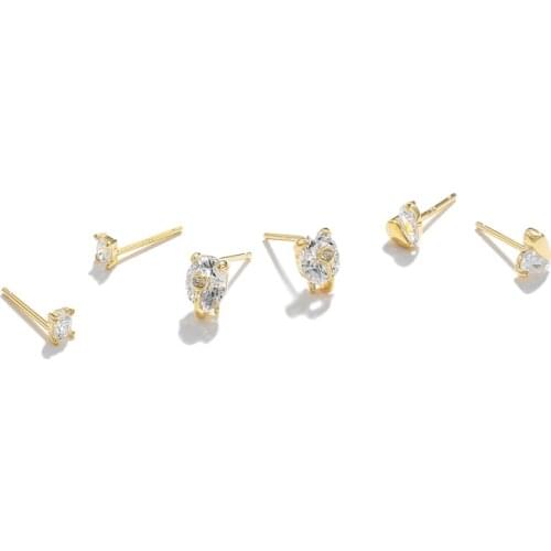 SILVERHOO Real Sterling Silver 925 Jewelry Cute Piggy Heart Earrings For Women Dazzling CZ Small Stud Earring Anniversary Gift