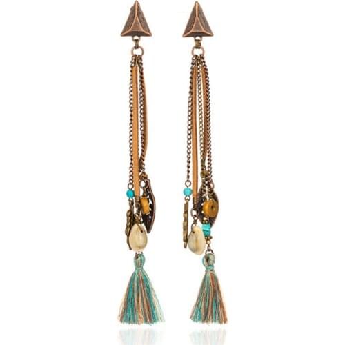 LosoDo European and American trend new personality exaggerated shell earrings female long tassel shell leaf earrings jewelry