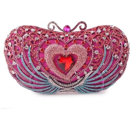Wome heart shape Crystal Clutch purse Evening Bags Hard Case Wedding Cocktail Brida Metal Minaudiere Handbags woman gift bags