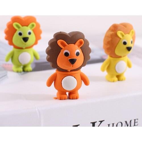 1pcs Cute Lion Creative Eraser Cartoon Erasers Pencil Eraser for School Office Stationery Supplies Student Children Toys
