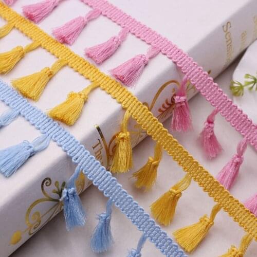 1Yard/Lot Lace Ribbon Sewing Trim Tassel Pompoms Trim Ball Fringe Silk Tassel Fringe Trim Embroidery Fabric Clothing Accessories