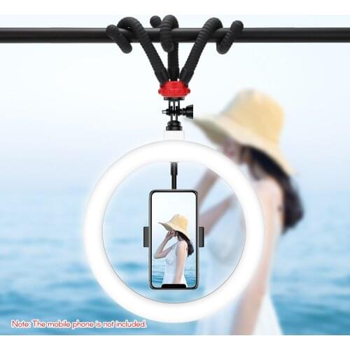 10" LED Ring Light Set 3 Color Light Dimming LED Photography Light with Octopus Tripod BT Remote Control for Selfie Live Stream