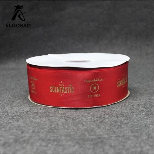 100 yard / lot customized gift packaging ribbon wedding/christmas decoration ribbon gold edge printing ribbons