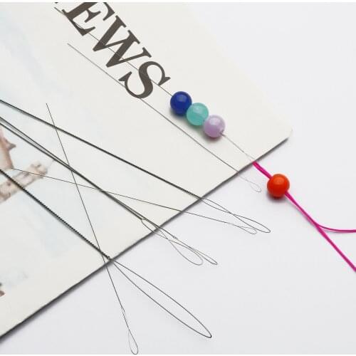 2Pcs/Lot Stainless Steel Big Eye Beading Needles Easy Thread String Cord Pins For Beads and Pearls DIY Sewing Supplies Tools