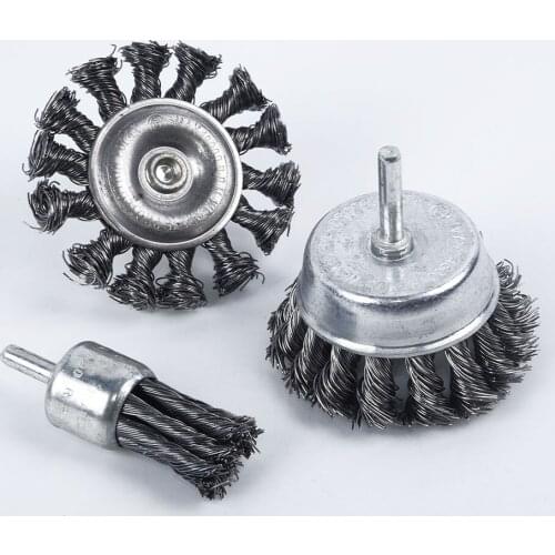 Steel Rotary Joint Knot Flat Wire Wheel Twist Knot Wire Brush Disk Rust Removal Polishing For Drill Angle Grinder Gadget ​3PCS