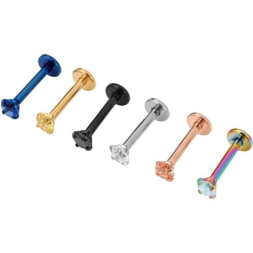 50pcs Body Jewelry 16G Internally threaded Lip Morne Rings Earrings Stud CZ Cartilage Helix Tragus Piercings Body Jewelry