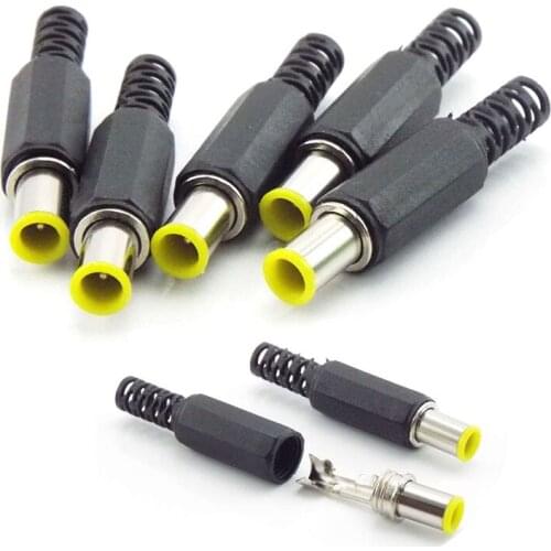 6.5mm x 4.4mm DC male Power Connector plug jack Adapter with 1.3mm Pin connector Yellow head 6.5 4.4 Male Welding Audio DIY p1