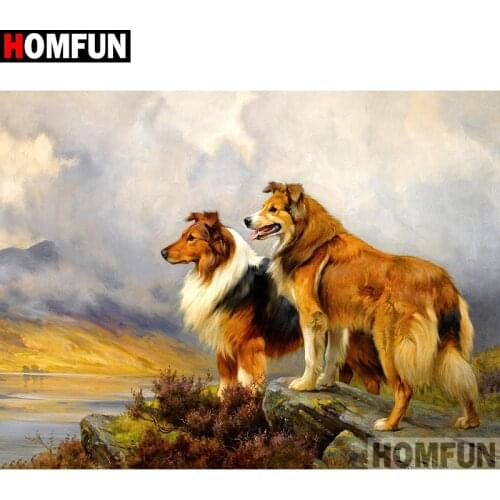 HOMFUN Full Square/Round Drill 5D DIY Diamond Painting "Animal dog" Embroidery Cross Stitch 5D Home Decor Gift A13867