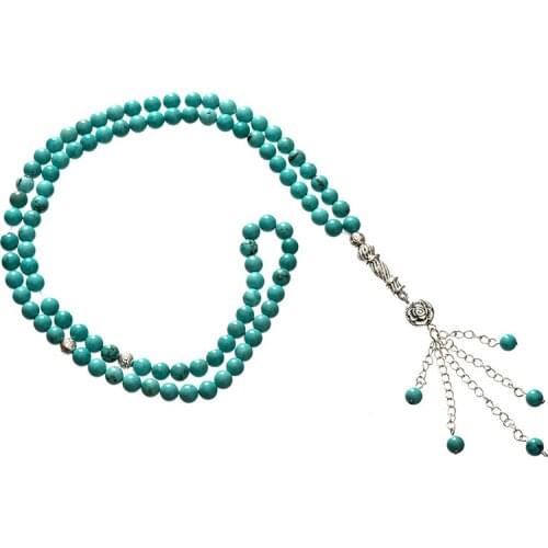 Free Shipping Synthetic Blue Turq-uoise 6mm Stone Prayer Beads For diy Rosary Bracelets 25inch Gem F060