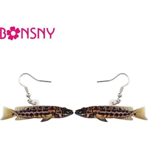 Bonsny Acrylic Novelty Sea Ocean Fish Earrings Big Long Dangle Drop Women Girls Ladies Teens Fashion Jewelry Wholesale Accessory